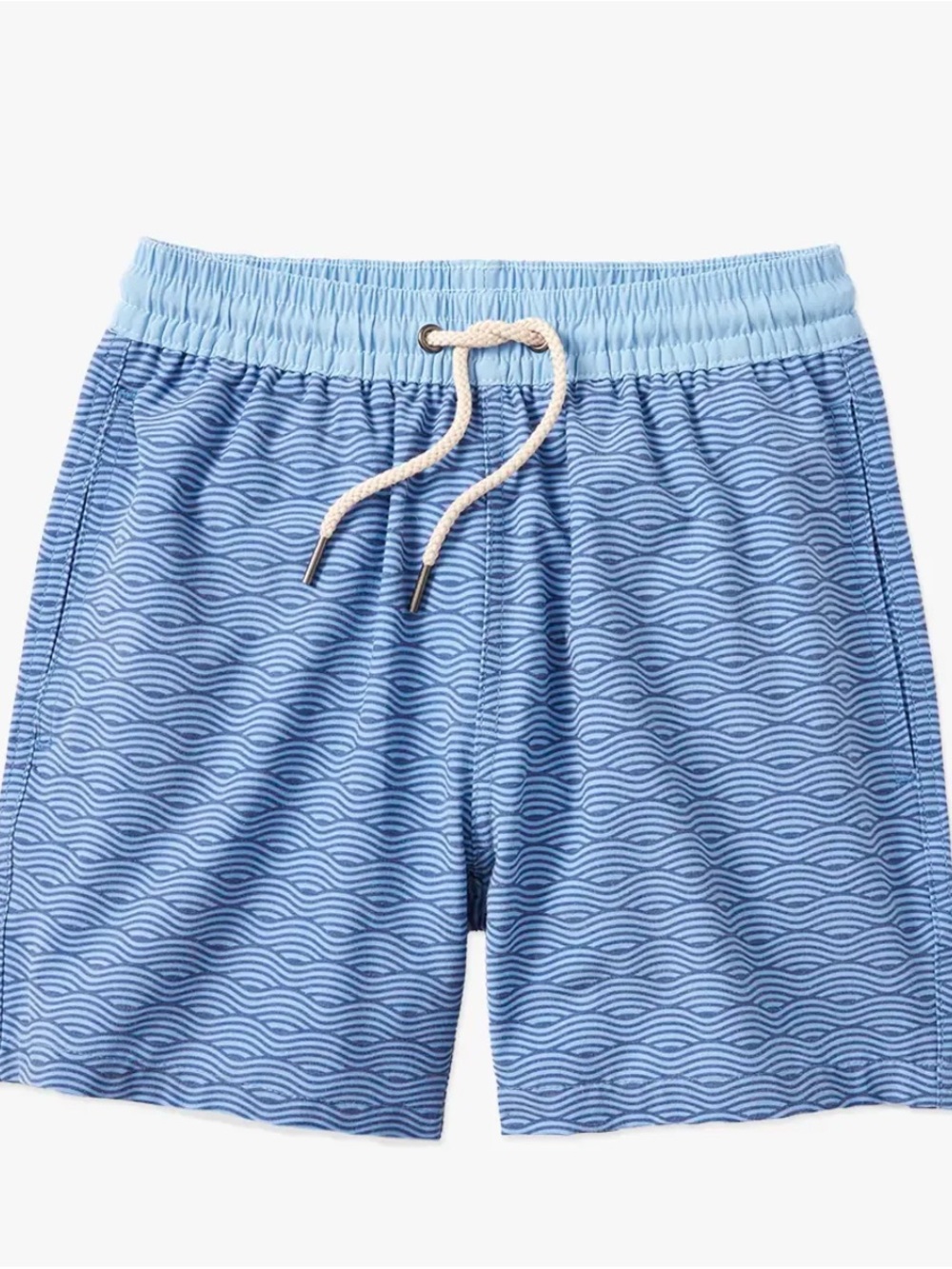 Fair Harbor Boys' Light Blue Wave-Print Swim Trunks
